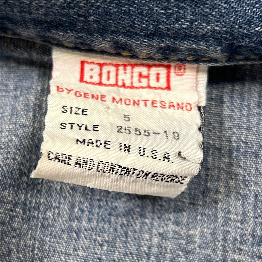 Vintage 90s BONGO Denim Corset Style Vest Button Front Raw Hem Sleeveless Blouse - Picture 8 of 10